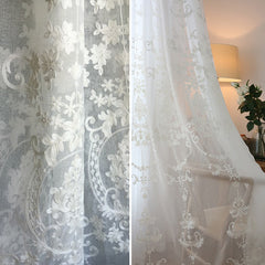 Noelle White Lace Light Filtering Custom Curtain