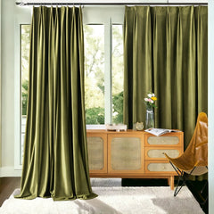 Kyra Luxurious Velvet Solid Green Blackout Custom Curtain