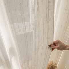 Olympia Striped Linen Light Filtering Custom Curtain