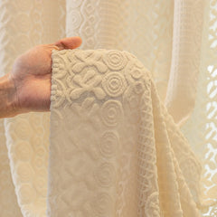 Paige Cream Embossed Geometric Custom Sheer Curtain