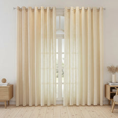 Paige Cream Embossed Geometric Custom Sheer Curtain