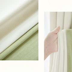 Poppy Sage Green & Cream Color-Blocking Blackout Curtain