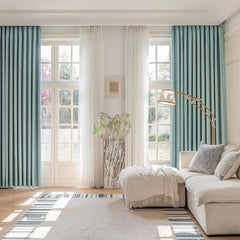 Cortina personalizada térmica opaca de chenilla jacquard azul cielo Priscilla