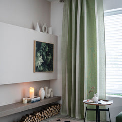 Rhea Green Color Blocking Light Filtering Custom Curtain