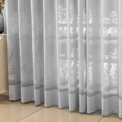 Cortina Transparente Personalizada Sue Woodland Jacquard Cinzenta