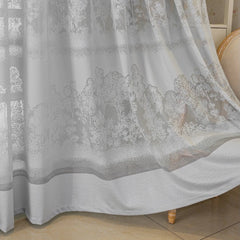 Cortina Transparente Personalizada Sue Woodland Jacquard Cinzenta