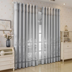 Cortina Transparente Personalizada Sue Woodland Jacquard Cinzenta