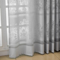 Cortina Transparente Personalizada Sue Woodland Jacquard Cinzenta