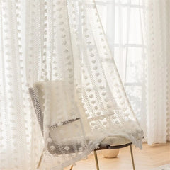 Tori Romantic Gauze Heart-Patterned Custom Sheer Curtain