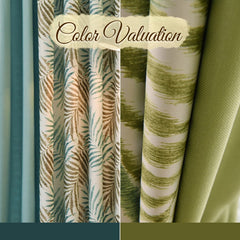 Valerie Color-Blocking Rustic Botanical Blackout Custom Curtain