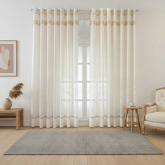 Vicki Shabby White Blossom Lace Custom Sheer Curtain