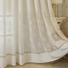 Vicki Shabby White Blossom Lace Custom Sheer Curtain