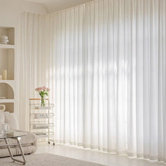 Victoria Flame Retardant Gauze White Custom Sheer Curtain