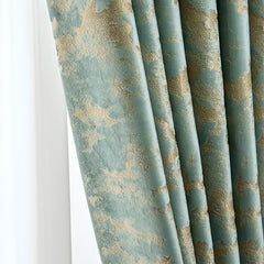 Zara Velvet Embossing Green Blackout Thermal Custom Curtain