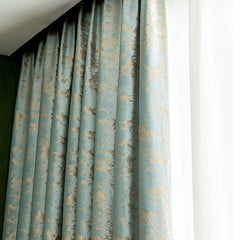 Zara Velvet Embossing Green Blackout Thermal Custom Curtain