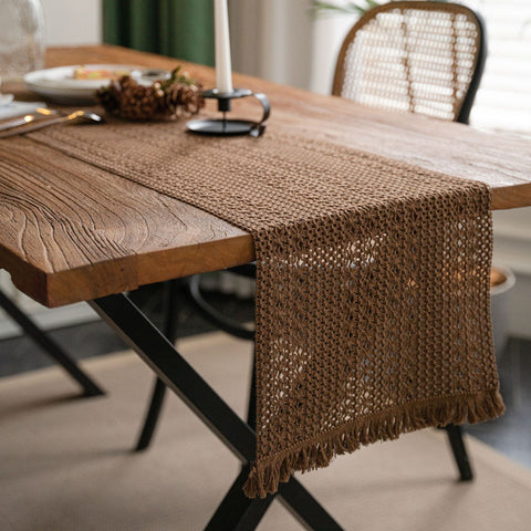 Zariyah Brown Knitting Hollow Table Runner