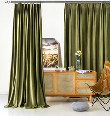 Kyra Luxurious Velvet Solid Green Blackout Custom Curtain